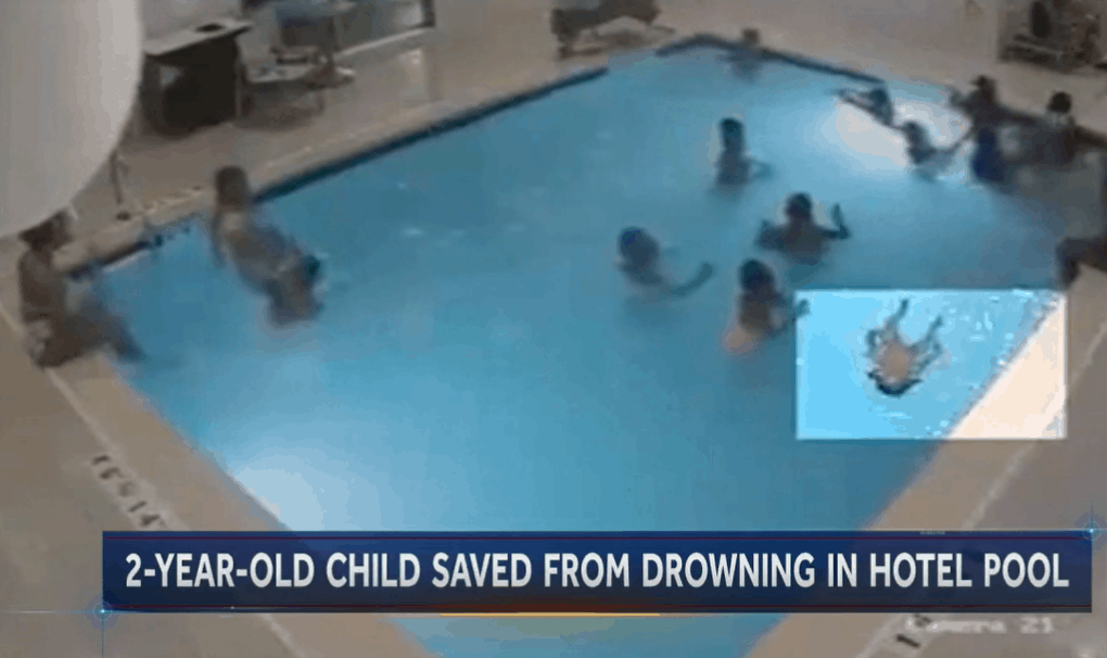 Child nearly drowns but is saved